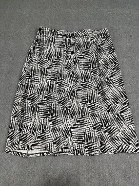 Robert Louis Abstract Black & White Knee-Length Skirt With Button Detail XL